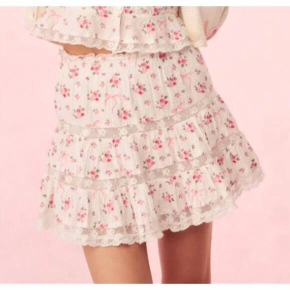 NEW LOVESHACKFANCY viro skirt in fancy pink